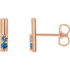 Family Bar Earrings Mounting in 14 Karat Rose Gold for Round Stone, 0.5 grams