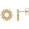 Accented Earrings Mounting in 14 Karat Yellow Gold for Round Stone, 0.96 grams