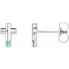 Accented Cross Earrings Mounting in Platinum for Round Stone, 1.56 grams