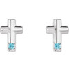 Accented Cross Earrings Mounting in Platinum for Round Stone, 1.56 grams