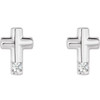 Accented Cross Earrings Mounting in Sterling Silver for Round Stone, 0.88 grams