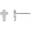 Accented Cross Earrings Mounting in 14 Karat White Gold for Round Stone, 0.4 grams