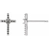 Accented Cross Earrings Mounting in Sterling Silver for Round Stone, 0.2 grams