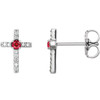 Accented Cross Earrings Mounting in 14 Karat White Gold for Round Stone, 0.7 grams