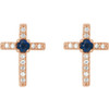 Accented Cross Earrings Mounting in 14 Karat Rose Gold for Round Stone, 0.72 grams