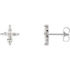 Accented Cross Earrings Mounting in 14 Karat White Gold for Marquise Stone, 0.89 grams