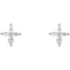 Accented Cross Earrings Mounting in 14 Karat White Gold for Marquise Stone, 0.89 grams