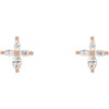 Accented Cross Earrings Mounting in 14 Karat Rose Gold for Marquise Stone, 0.91 grams