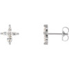 Accented Cross Earrings Mounting in Platinum for Marquise Stone, 1.3 grams
