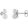 Accented Pearl Earrings Mounting in 14 Karat Yellow Gold for Round Stone, 3.82 grams