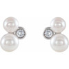 Accented Pearl Earrings Mounting in 14 Karat Yellow Gold for Round Stone, 3.82 grams