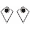 Cabochon Pyramid Earrings Mounting in 14 Karat White Gold for Round Stone, 1.66 grams