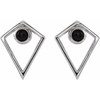Cabochon Pyramid Earrings Mounting in 14 Karat White Gold for Round Stone, 1.66 grams