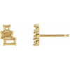 Geometric Cluster Earrings Mounting in 14 Karat Yellow Gold for Straight baguette Stone, 0.3 grams