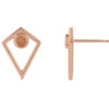 Cabochon Pyramid Earrings Mounting in 14 Karat Rose Gold for Round Stone, 0.67 grams
