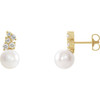 Pearl Cluster Earrings Mounting in 14 Karat Yellow Gold for Pearl Stone, 0.67 grams