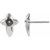 Pearl Cross Earrings Mounting in Sterling Silver for Pearl Stone, 0.71 grams