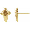 Pearl Cross Earrings Mounting in 14 Karat Yellow Gold for Pearl Stone, 0.88 grams