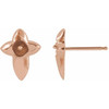 Pearl Cross Earrings Mounting in 14 Karat Rose Gold for Pearl Stone, 0.89 grams