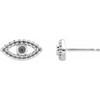 Accented Evil Eye Earrings Mounting in Platinum for Round Stone, 1.14 grams