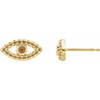 Accented Evil Eye Earrings Mounting in 14 Karat Yellow Gold for Round Stone, 0.74 grams