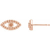 Accented Evil Eye Earrings Mounting in 14 Karat Rose Gold for Round Stone, 0.75 grams