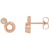 Accented Bezel Set Earrings Mounting in 14 Karat Rose Gold for Round Stone, 2.18 grams