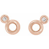 Accented Bezel Set Earrings Mounting in 14 Karat Rose Gold for Round Stone, 2.18 grams