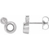 Accented Bezel Set Earrings Mounting in Platinum for Round Stone, 3.26 grams