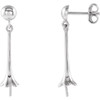 Floral Pearl Earrings Mounting in 14 Karat White Gold for Pearl Stone, 2.05 grams