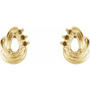 Accented Pear Earrings Mounting in 14 Karat Yellow Gold for Pear shape Stone, 0.77 grams