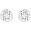 Round 4 Prong Halo Style Earrings Mounting in Platinum for Round Stone, 2.37 grams