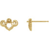 Vintage Inspired Pearl Earrings Mounting in 14 Karat Yellow Gold for Pearl Stone, 0.67 grams