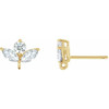 Cluster Earring Top Mounting in 14 Karat Yellow Gold for Round Stone, 0.31 grams