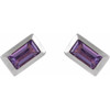 Family Stud Earrings Mounting in Sterling Silver for Straight baguette Stone, 0.35 grams