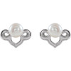 Vintage Inspired Pearl Earrings Mounting in 14 Karat White Gold for Pearl Stone, 1.55 grams