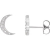 Crescent Moon Earrings Mounting in Platinum for Round Stone, 1.71 grams