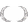 Crescent Moon Earrings Mounting in Platinum for Round Stone, 1.71 grams