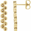 Bezel Set Bar Earrings Mounting in 14 Karat Yellow Gold for Round Stone, 1.49 grams
