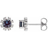 Round 4 Prong Halo Style Earrings Mounting in 14 Karat White Gold for Round Stone, 2.71 grams