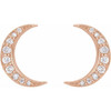 Crescent Moon Earrings Mounting in 14 Karat Rose Gold for Round Stone, 1.18 grams