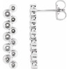Bezel Set Bar Earrings Mounting in Sterling Silver for Round Stone, 1.2 grams