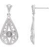 Vintage Inspired Pearl Earrings Mounting in Platinum for Pearl Stone, 3.03 grams