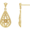 Vintage Inspired Pearl Earrings Mounting in 14 Karat Yellow Gold for Pearl Stone, 1.96 grams