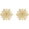 Vintage Inspired Cluster Earrings Mounting in 14 Karat Yellow Gold for Round Stone, 1.26 grams