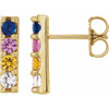 Accented Bar Earrings Mounting in 14 Karat Yellow Gold for Round Stone, 1.62 grams
