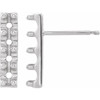 Accented Bar Earrings Mounting in 14 Karat White Gold for Round Stone, 1.29 grams