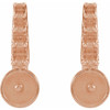 Pearl Bar Earrings Mounting in 14 Karat Rose Gold for Pearl Stone, 1.14 grams