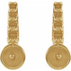 Pearl Bar Earrings Mounting in 14 Karat Yellow Gold for Pearl Stone, 1.13 grams