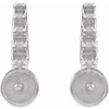 Pearl Bar Earrings Mounting in 14 Karat White Gold for Pearl Stone, 1.11 grams